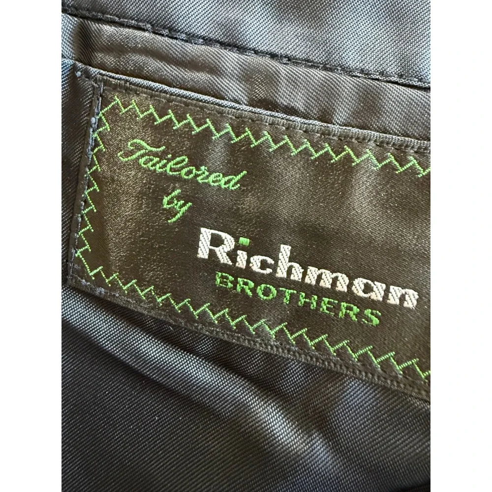 Richman Brothers Mens Navy Blue Black 3 Button Blazer Sport Coat Size 40